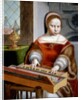Young Woman playing a Clavichord by Jan van Sanders Hemessen