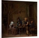 Peasants in an interior by Cornelis Schaeck
