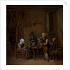 Peasants in an interior by Cornelis Schaeck