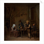 Peasants in an interior by Cornelis Schaeck