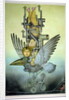 Balancing Girl on Mechanical Bird on Tightrope by Wayne Anderson