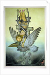 Balancing Girl on Mechanical Bird on Tightrope by Wayne Anderson