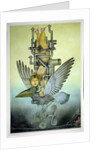 Balancing Girl on Mechanical Bird on Tightrope by Wayne Anderson