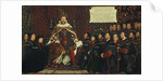 Henry VIII handing over a charter to Thomas Vicary, commemorating the joining of the Barbers and Surgeons Guilds, 1541 by Hans Holbein the Younger