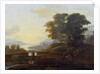 Landscape with cattle and goats crossing a bridge by Claude Lorrain