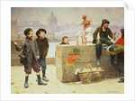 Young Pedlars on the Pont Des Arts, Paris by Paul Charles Chocarne-Moreau