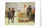 Young Pedlars on the Pont Des Arts, Paris by Paul Charles Chocarne-Moreau