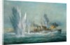 HMS Exeter engaging in the Graf Spree at the Battle of the River Plate, 2009 by Richard Willis