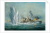 HMS Exeter engaging in the Graf Spree at the Battle of the River Plate, 2009 by Richard Willis