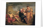 Job with his wife and friends by Andrea Sacchi