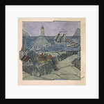 Lighthouse, ship and village by Charles Francis Annesley Voysey