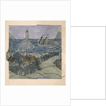 Lighthouse, ship and village by Charles Francis Annesley Voysey