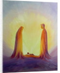 Mary and Joseph look with faith at the baby Jesus at his Nativity, 2001 by Elizabeth Wang