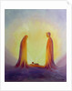 Mary and Joseph look with faith at the baby Jesus at his Nativity, 2001 by Elizabeth Wang