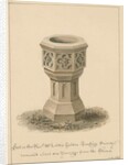 Surrey - Tooting - Font in the Revd. Mr. Lord's Garden: sepia drawing, 1827 by John Buckler