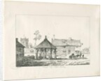 Abbots Bromley - Tudor Market Cross and House: pen and ink drawing, 1836 by Thomas Peploe Wood