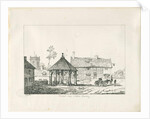 Abbots Bromley - Tudor Market Cross and House: pen and ink drawing, 1836 by Thomas Peploe Wood