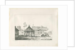 Abbots Bromley - Tudor Market Cross and House: pen and ink drawing, 1836 by Thomas Peploe Wood