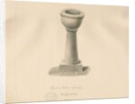 Font in Acton Trussell Church: sepia drawing, 1841 by John Buckler