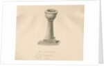 Font in Acton Trussell Church: sepia drawing, 1841 by John Buckler