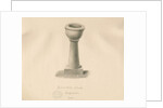 Font in Acton Trussell Church: sepia drawing, 1841 by John Buckler
