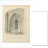 Alton Church - West Door: sepia drawing, 1841 by John Chessell Buckler