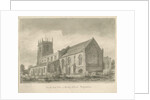 Audley Church: sepia drawing, 1840 by John Buckler