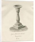 Font in Barlaston Church: sepia wash drawing, 1844 by John Buckler