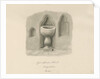Font in Barton under Needwood Church: sepia drawing, 1839 by John Buckler