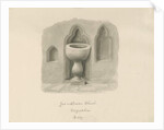 Font in Barton under Needwood Church: sepia drawing, 1839 by John Buckler