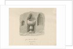 Font in Barton under Needwood Church: sepia drawing, 1839 by John Buckler