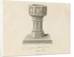 Font in Blore Church by John Buckler