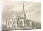 Wednesbury - St. Bartholomew's Church: sepia wash drawing, nd [1827] by Robert Noyes
