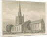 Brewood Church: sepia drawing, 1842 by John Buckler