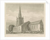 Brewood Church: sepia drawing, 1842 by John Buckler