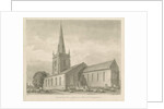 Brewood Church: sepia drawing, 1842 by John Buckler
