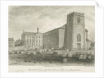Burslem - St. John's Church: sepia drawing, 1844 by John Buckler
