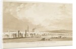 Burton-upon-Trent Bridge and Town: sepia drawing, 1837 by Thomas Peploe Wood