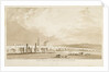 Burton-upon-Trent Bridge and Town: sepia drawing, 1837 by Thomas Peploe Wood