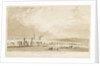 Burton-upon-Trent Bridge and Town: sepia drawing, 1837 by Thomas Peploe Wood