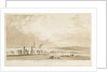 Burton-upon-Trent Bridge and Town: sepia drawing, 1837 by Thomas Peploe Wood
