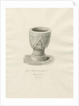 Font in Bushbury Church: sepia drawing, 1845 by John Buckler