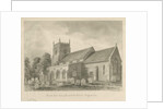 Caverswall Church: sepia drawing, 1844 by John Buckler