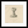 Font in Caverswall Church: sepia drawing, 1840 by John Buckler