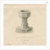Font in Caverswall Church: sepia drawing, 1840 by John Buckler