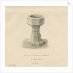 Font in Caverswall Church: sepia drawing, 1840 by John Buckler