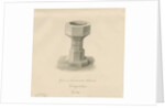 Font in Caverswall Church: sepia drawing, 1840 by John Buckler