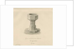 Font in Caverswall Church: sepia drawing, 1840 by John Buckler