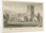 Checkley Church: sepia drawing, 1841 by John Chessell Buckler
