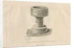 Font in Checkley Church: sepia drawing, 1841 by John Chessell Buckler